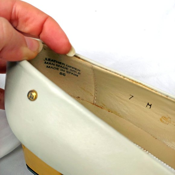 Etienne Aigner two-tone orange cream leather shoes - Picture 4 of 5